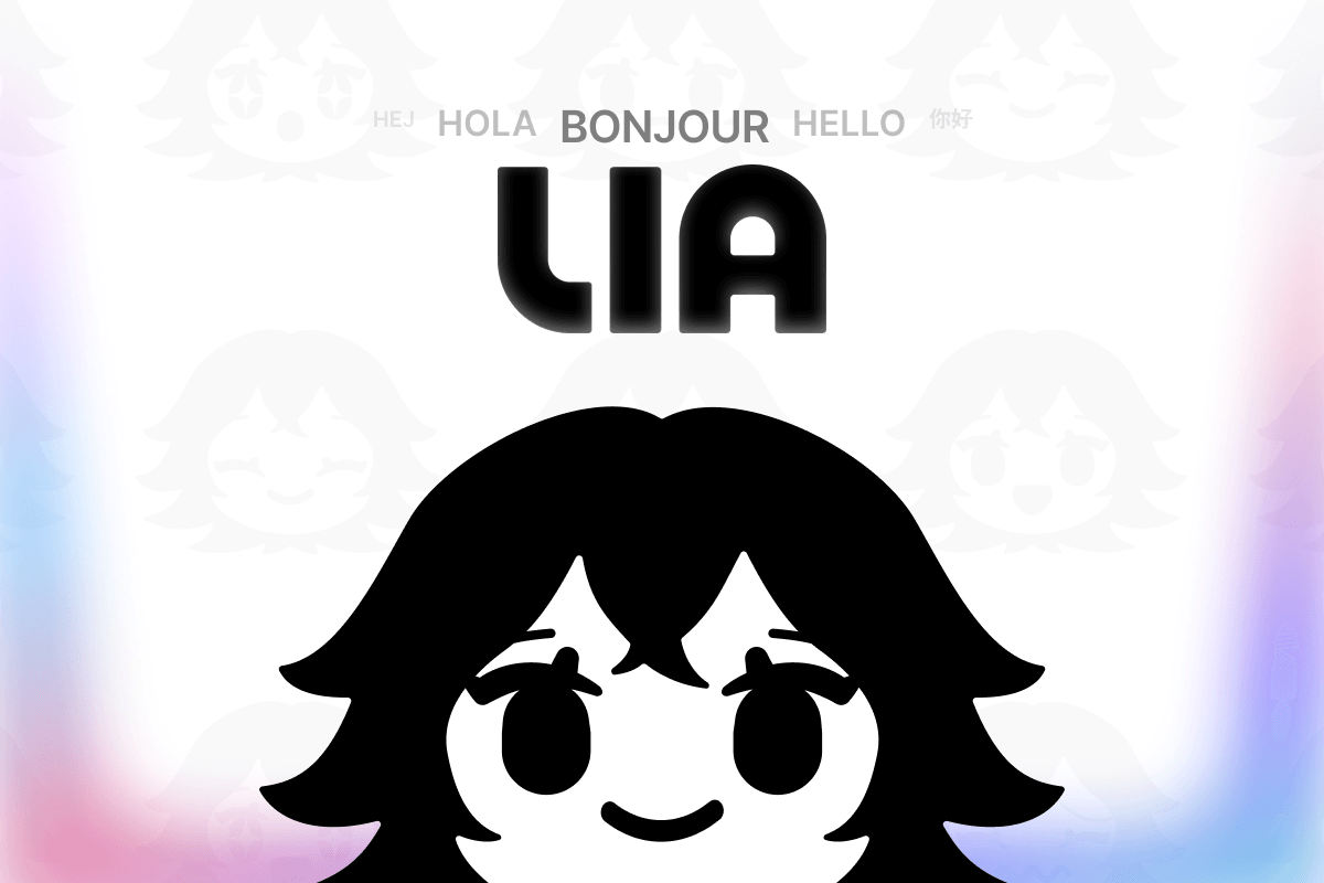 Lia’s face, a small character made of simple shapes