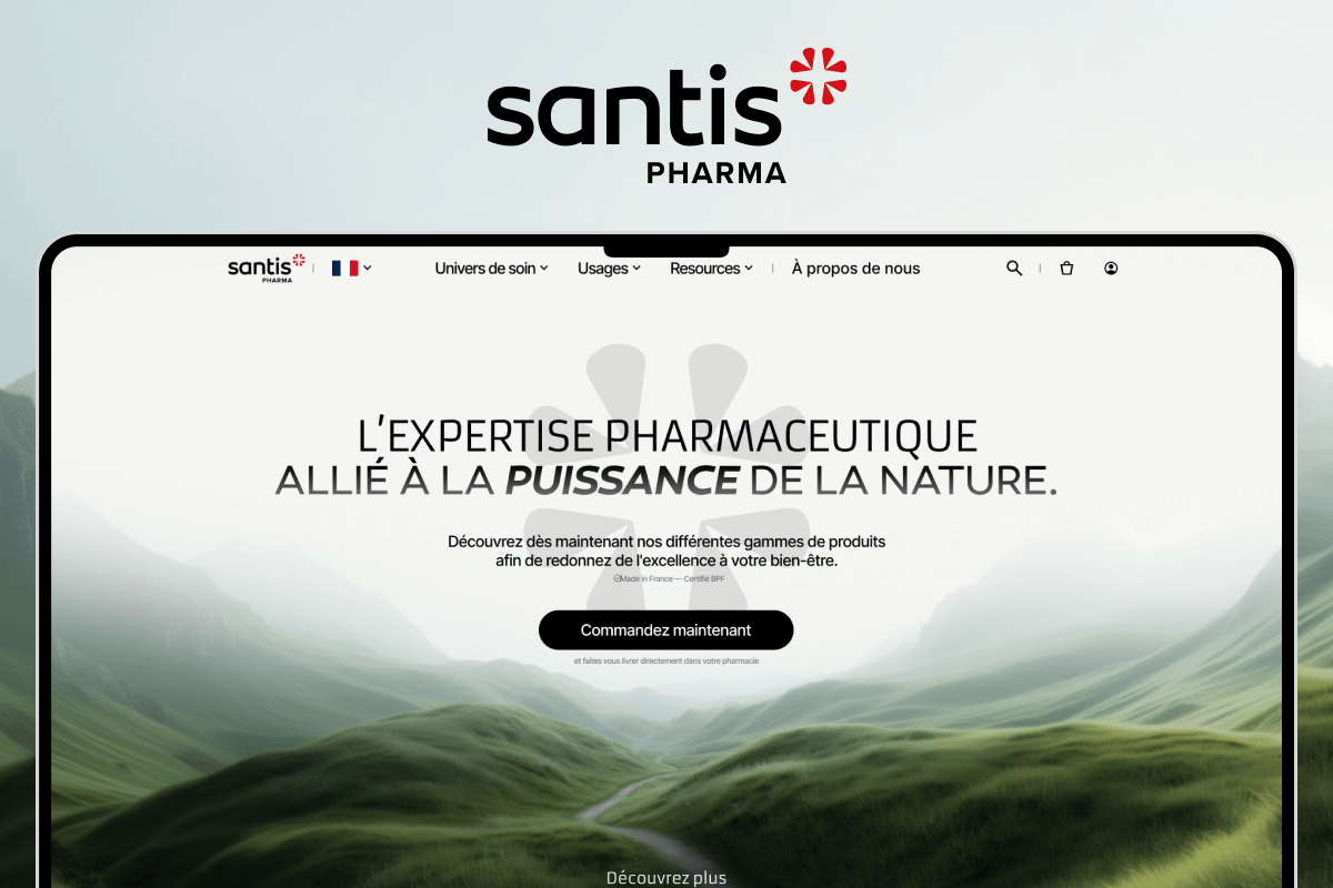 Hero of the Santis Pharma website mockup